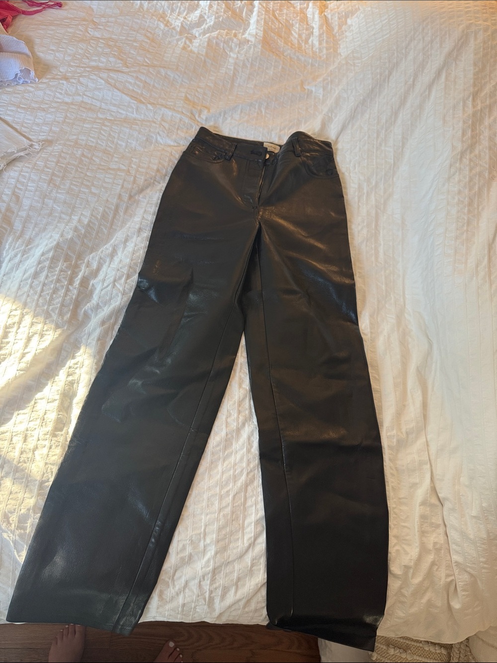 Wilfred Black Faux Leather Wide-Leg Pants